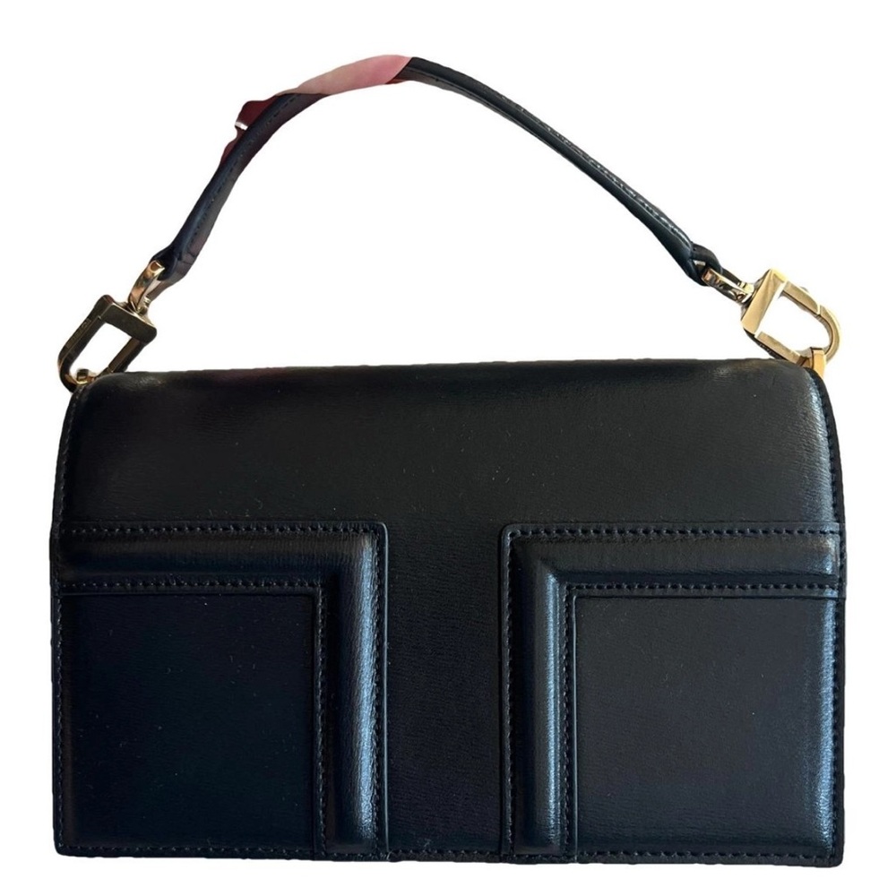 Toteme Black Leather Shoulder Bag with Gold Accents
